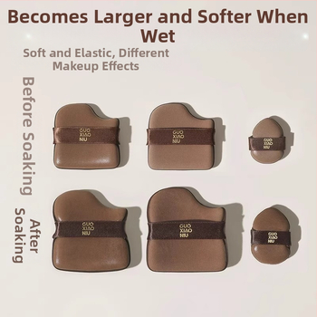 Guo xiaoniu pudrų kempinė – dvigubo naudojimo šlapiam/sausam, natūrali kempinė, 6 vnt., formos: trikampis, lašas, moliūgo forma