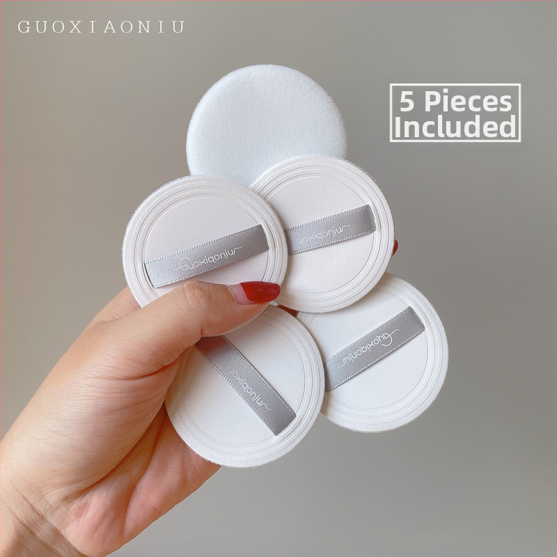 5 vnt pudros pūdimo keitimo komplektas, apvalaus formos, ultratankus, odos flokavimo paviršius