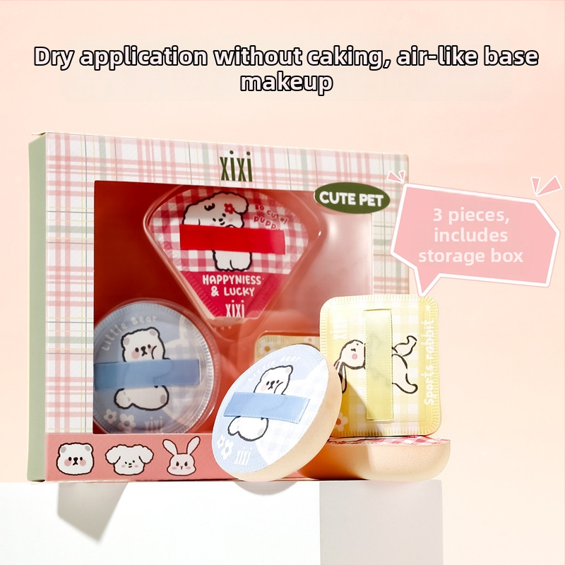 Jiaoposi Džiovinti pūkų kempinių rinkinys – lašo formos, dviguba naudojimo galimybė sausam/šlapiam fondui, minkštas makiažo kempinė