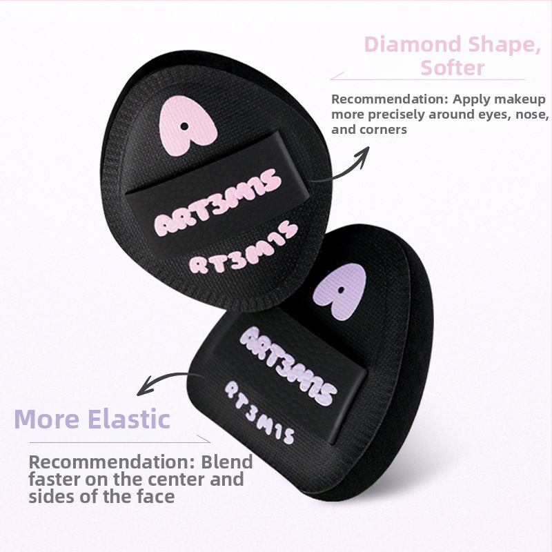 Dviejų pusių flokavimo pudra kempinė, lašo ir persiko formos, poliuretanas, 1 vnt