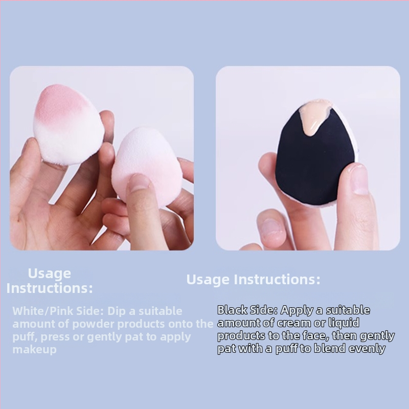 Dviejų pusių flokavimo pudra kempinė, lašo ir persiko formos, poliuretanas, 1 vnt