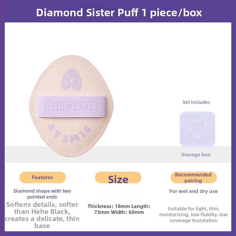 Dviejų pusių flokavimo pudra kempinė, lašo ir persiko formos, poliuretanas, 1 vnt