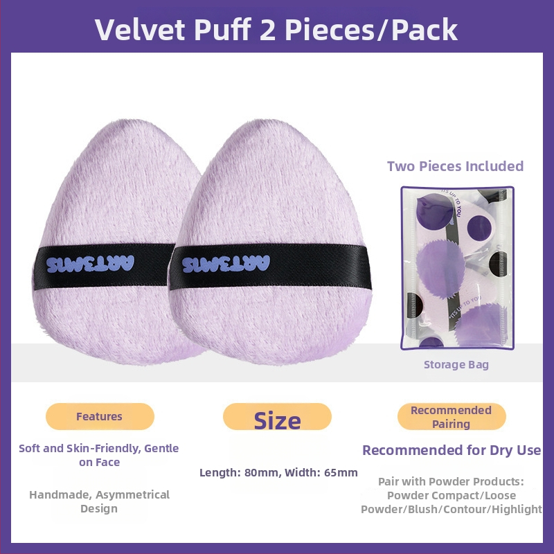 Dviejų pusių flokavimo pudra kempinė, lašo ir persiko formos, poliuretanas, 1 vnt