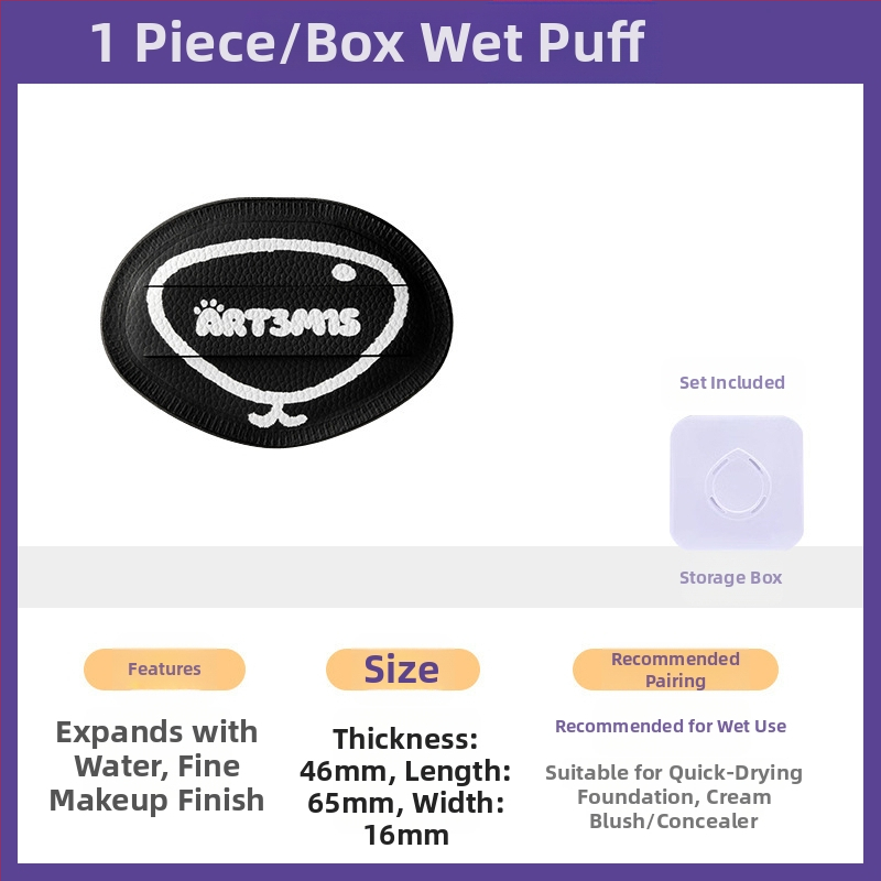 Dviejų pusių flokavimo pudra kempinė, lašo ir persiko formos, poliuretanas, 1 vnt