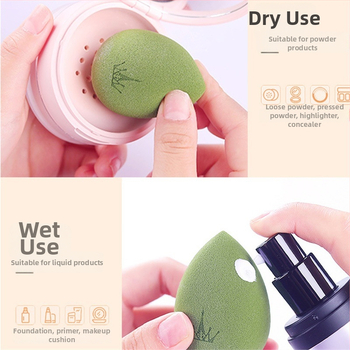 Oliavų formos natūrali makiažo kempinė, 3 vnt., skirta šlapiam ir sausam pudros užtepimui