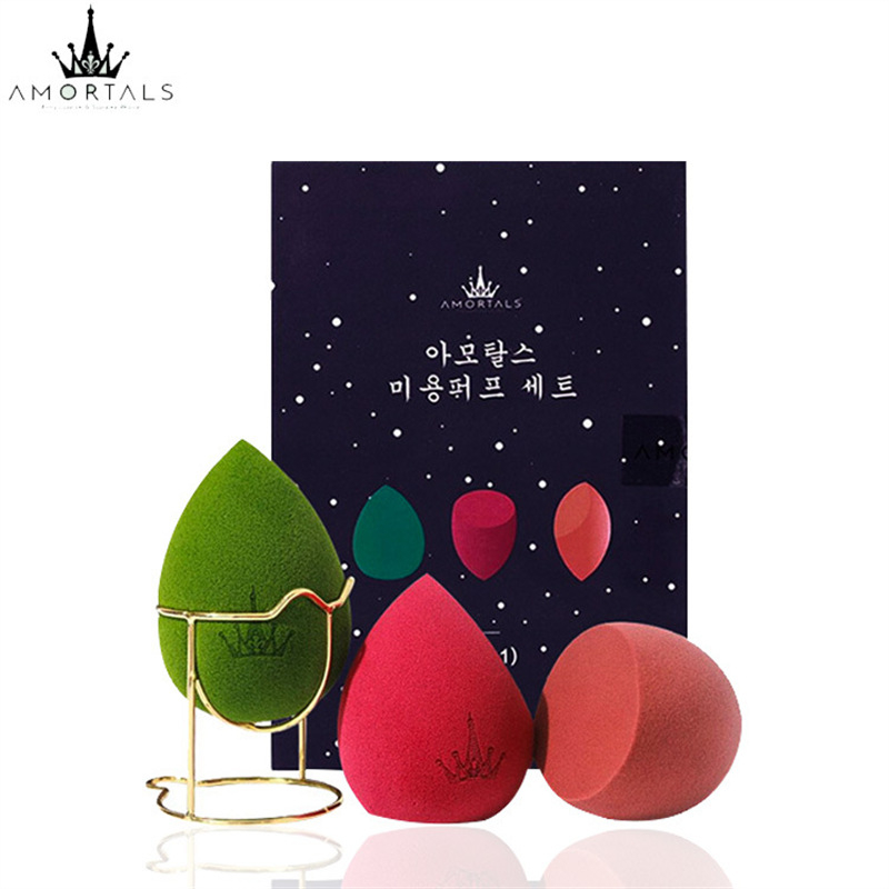 Oliavų formos natūrali makiažo kempinė, 3 vnt., skirta šlapiam ir sausam pudros užtepimui