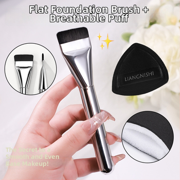 Try-in-one rinkinys: pudros kempinė ir fondų šepetėlis, sausam ir šlapiam naudojimui; netolygi forma, hidrofilinė ne-lateks medžiaga