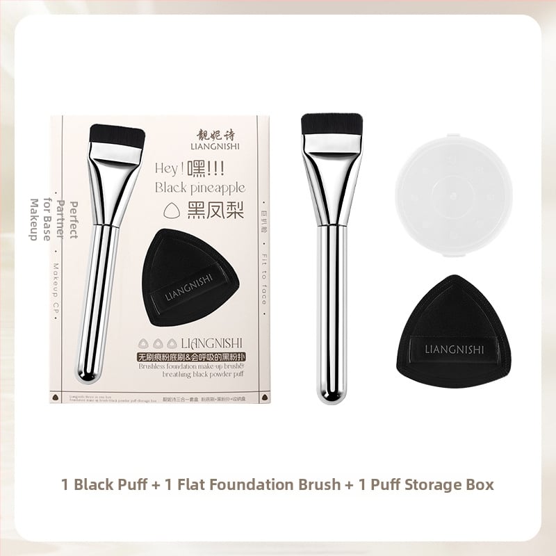 Try-in-one rinkinys: pudros kempinė ir fondų šepetėlis, sausam ir šlapiam naudojimui; netolygi forma, hidrofilinė ne-lateks medžiaga