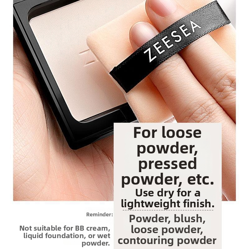 Zeesea dvipusė flokavimas pudros kempinė, 2 vnt, 100% medvilnė, tinkama pūderiui ir kontūravimui