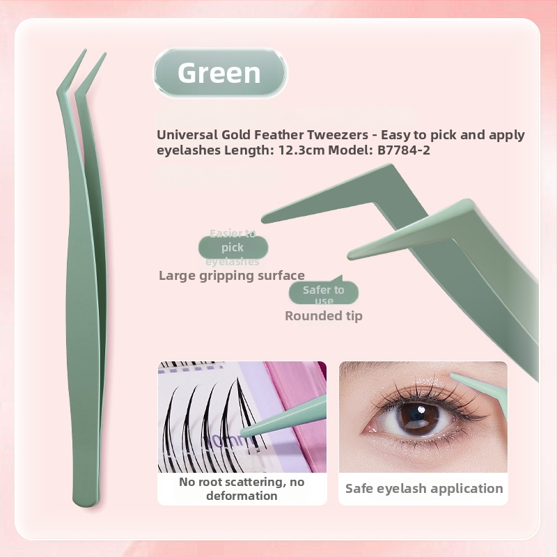 Nerūdijančio plieno blakstienų žnyplės su plunksnos danga, tikslūs grožio įrankiai plaukams, nagų manikiūrui ir antakiams