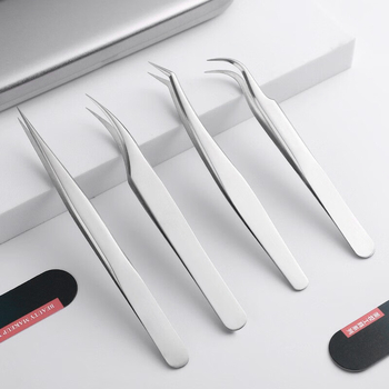 Nerūdijančio plieno blakstienų pincetės su grafting klipu ir plunksnos klipu – pradedančiųjų rinkinys, prekė Medium Tweezers