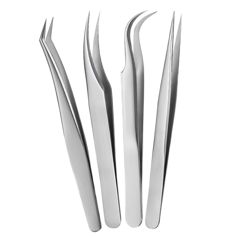 Nerūdijančio plieno blakstienų pincetės su grafting klipu ir plunksnos klipu – pradedančiųjų rinkinys, prekė Medium Tweezers