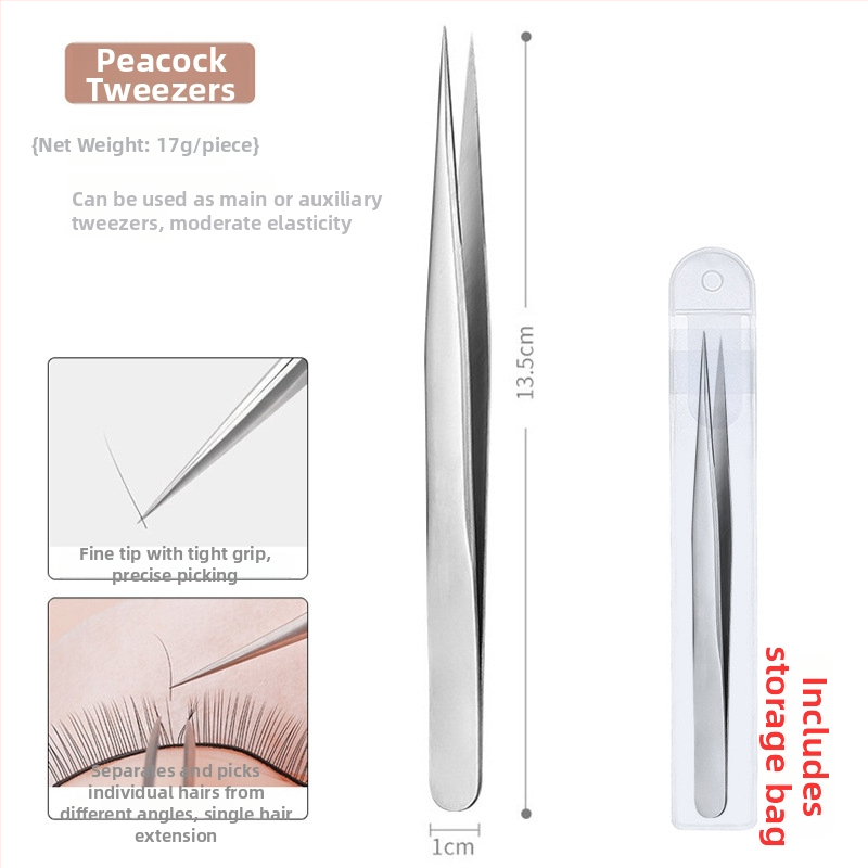 Nerūdijančio plieno blakstienų pincetės su grafting klipu ir plunksnos klipu – pradedančiųjų rinkinys, prekė Medium Tweezers