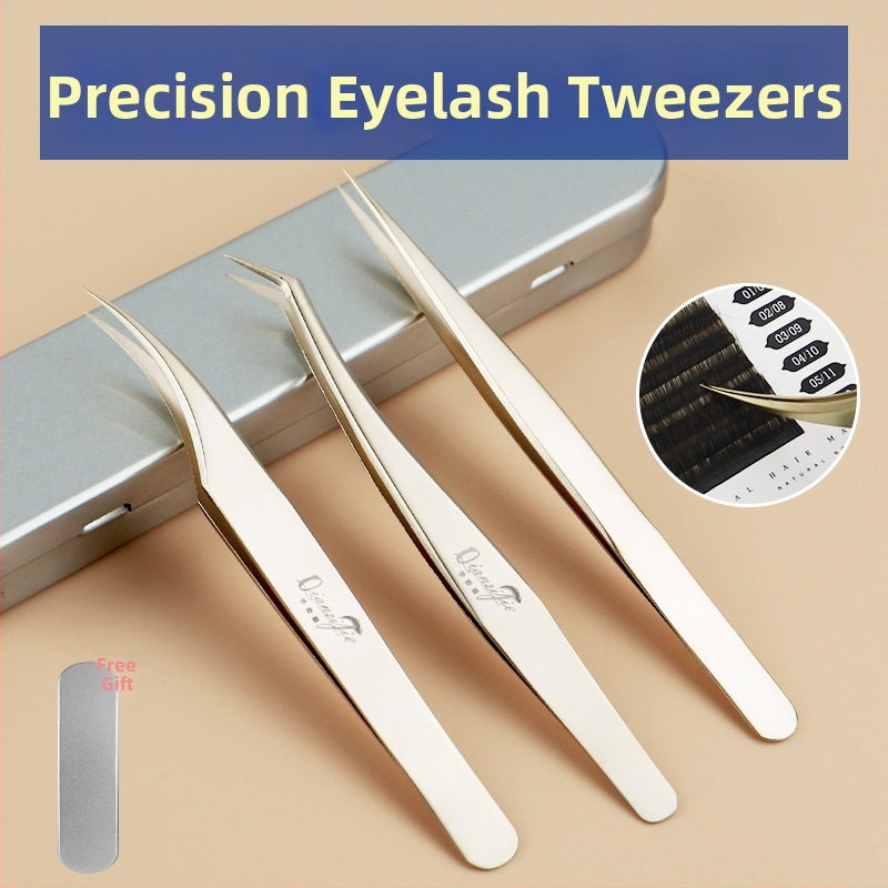 Aukštos tikslumo nerūdijančio plieno blakstienų pincetų rinkinys, segmentuotas dizainas, be elektros, pakuotėje 1 vnt., trys stiliai, Dolphin Straight Clip