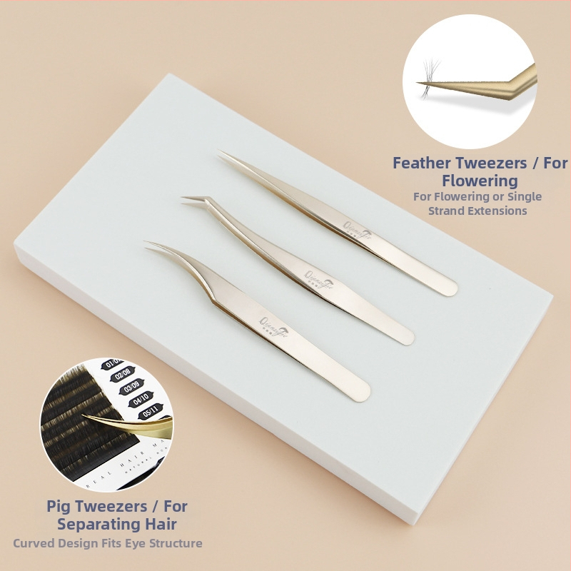 Kõrge täpsusega roostevabast terasest ripsmete pintsetide komplekt, segmentaalne disain, mitte-elektriline, pakis 1 tk, kolm stiili, Dolphin Straight Clip