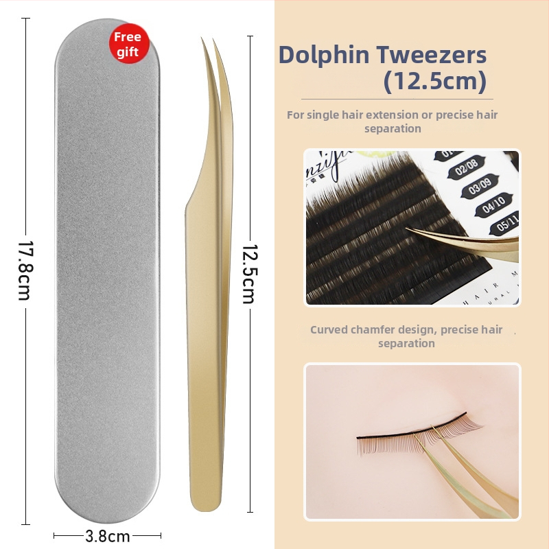 Aukštos tikslumo nerūdijančio plieno blakstienų pincetų rinkinys, segmentuotas dizainas, be elektros, pakuotėje 1 vnt., trys stiliai, Dolphin Straight Clip