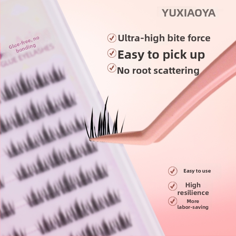 Fish Xiaoya nesalīmējošas skropstu knaibles ar plakanu galviņu, paredzētas apakšējām skropstām – bez līmes, zelta spalvas klips