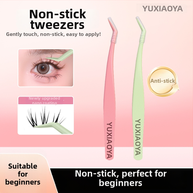 Fish Xiaoya neriebios plokščios galvutės žnyplės blakstienoms, skirtos apatiniams – be klijų, auksinio plunksnos klipo