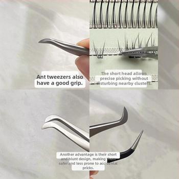 Võltsripsmete pincettid, ümmarguse peaga, roostevabast terasest, täpne tööriist ripsmete paigaldamiseks kumer nokaga otsaga