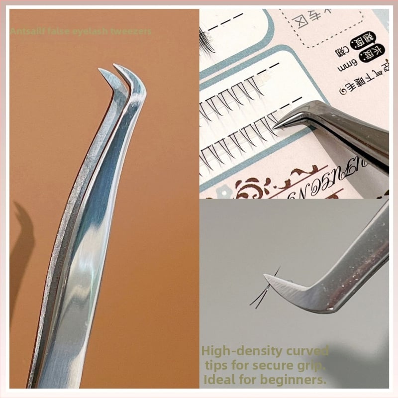 Võltsripsmete pincettid, ümmarguse peaga, roostevabast terasest, täpne tööriist ripsmete paigaldamiseks kumer nokaga otsaga