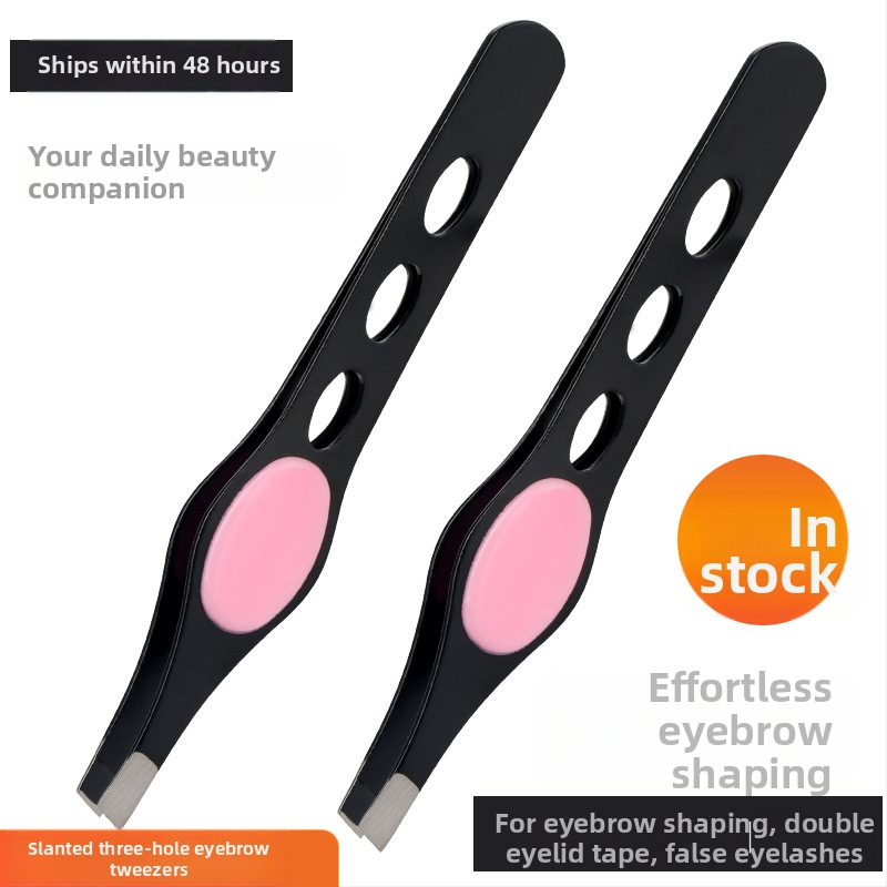 Nerūdijančio plieno kampinės antakių žnyplės su trimis skylėmis