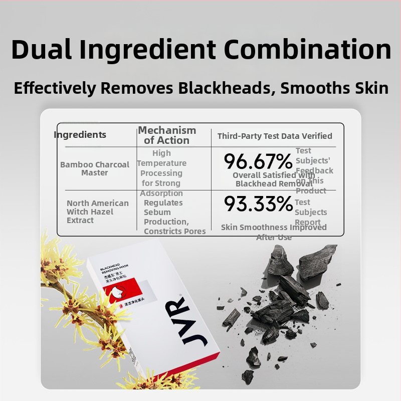 Jewell Inkštirų nosies juostelės – švelnus Peel-Off, gilus porų valymas ir porų sutvarkymas – 10 vnt., tinka visų odos tipų vyrams, 0.7 g/mL