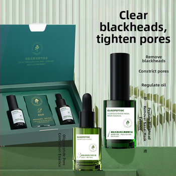 Oligopeptidų veido serumo rinkinys inkštirų šalinimui — nosies kaukė ir plėšiamoji kaukė, trijų dalių rinkinys; 20 ml; galiojimo laikas 3 metai; tinka normaliam, riebiam, sausam ir mišriai odai