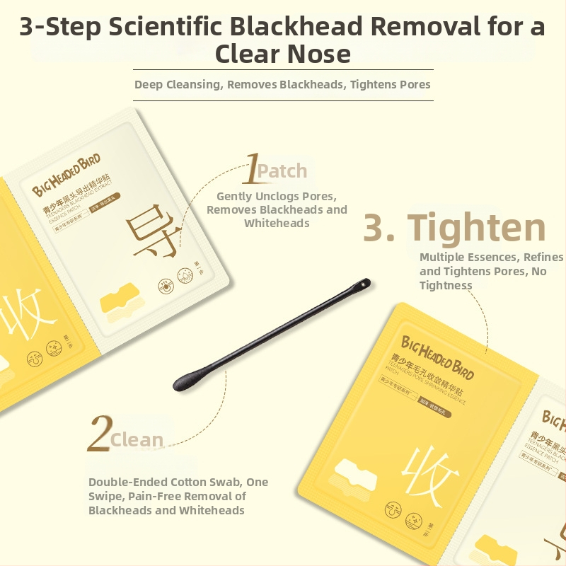 Big-headed Bird Jaunimo Dviejų Žingsnių Valymas Nosies Pleistras – Porų Susiaurėjimas, Gilus Valymas, 10 Pleistrų po 5 ml