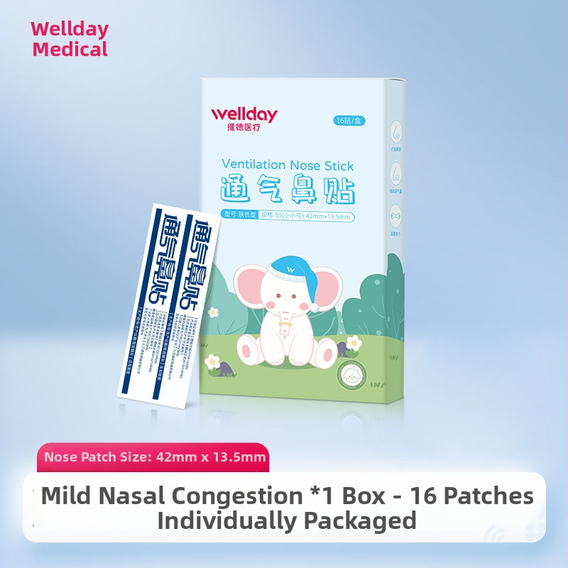 Wellday Medical Nosies ventiliacijos pleistras, vienkartinis, iš nepluošto audinio, vaikams ir suaugusiems, palengvina nosies užgulimą