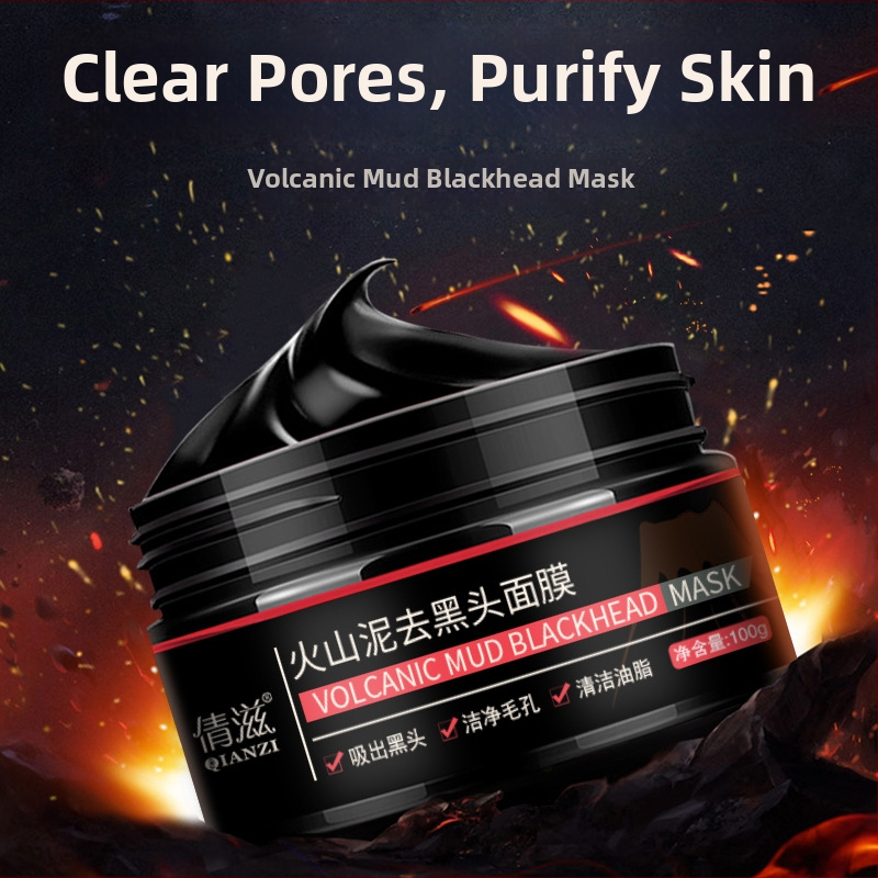 Mască cu năm vulcanică pentru eliminarea punctelor negre, benzi nazale din cărbune de bambus – curățare profundă, 100 g