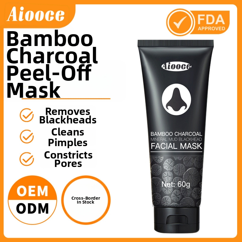 aiooce Peel-off kaukė su bambukų aktyvuoju anglimi ir mineraliniu purvu – porų susiaurėjimas, juodųjų taškų šalinimas, gilus valymas, 60 g