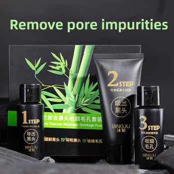 Îngrijire pentru zona T, set din trei piese cu cărbune de bambus și crizantemă de gheață pentru îndepărtarea punctelor negre, strângerea porilor și hidratare