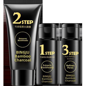 Îngrijire pentru zona T, set din trei piese cu cărbune de bambus și crizantemă de gheață pentru îndepărtarea punctelor negre, strângerea porilor și hidratare