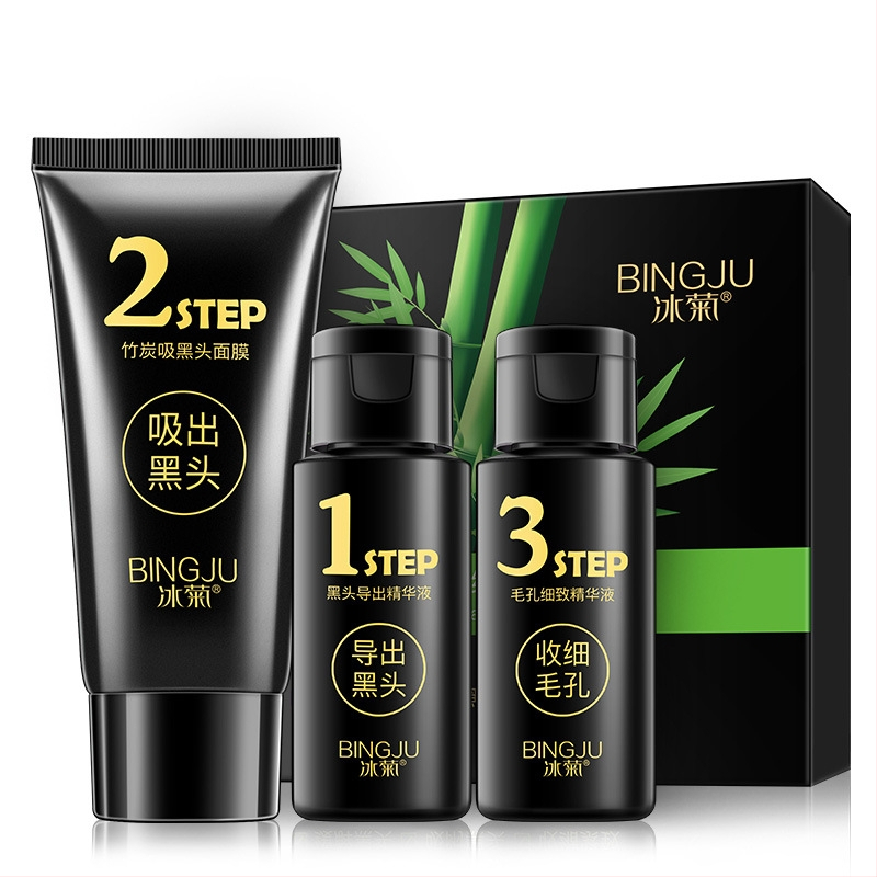 Îngrijire pentru zona T, set din trei piese cu cărbune de bambus și crizantemă de gheață pentru îndepărtarea punctelor negre, strângerea porilor și hidratare