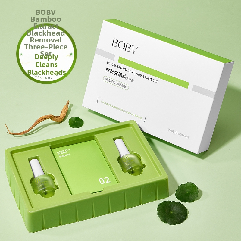 BOBV Bambuko ekstrakto juodųjų taškų šalinimo trijų dalių rinkinys su ištraukiamu skysčiu, mišriai odai, 7ml+7ml