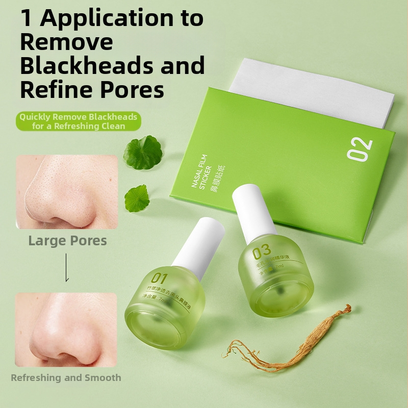 BOBV Bambuko ekstrakto juodųjų taškų šalinimo trijų dalių rinkinys su ištraukiamu skysčiu, mišriai odai, 7ml+7ml