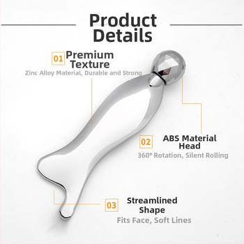 Metallist merine näomassaažiplokk 3D-rulliga näo tõstmiseks ja pingestamiseks; rull-tüüpi massaažitööriist; tsink-sulam