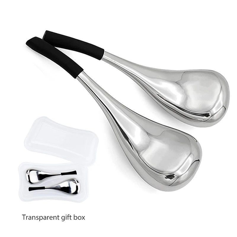 Неръждаема стомана Ice Wave Ball лъжица за красота, ръчна форма, масаж на лице, 80–98 g, за домашна употреба и козметичен салон