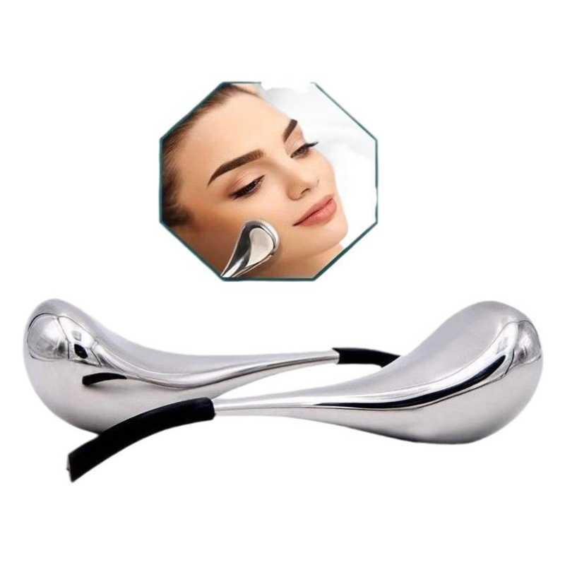 Неръждаема стомана Ice Wave Ball лъжица за красота, ръчна форма, масаж на лице, 80–98 g, за домашна употреба и козметичен салон