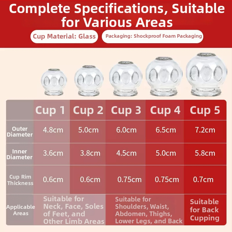 Sklenený set cupping Morning Industry pre domáce použitie – zariadenie tradičnej čínskej medicíny