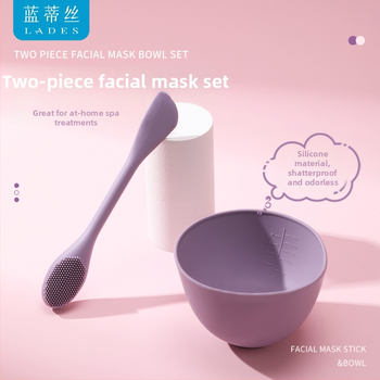 LADES Silikónová misa na tvár s kefou a lyžičkou – Nástroj na masáž pri maskách, 50 g