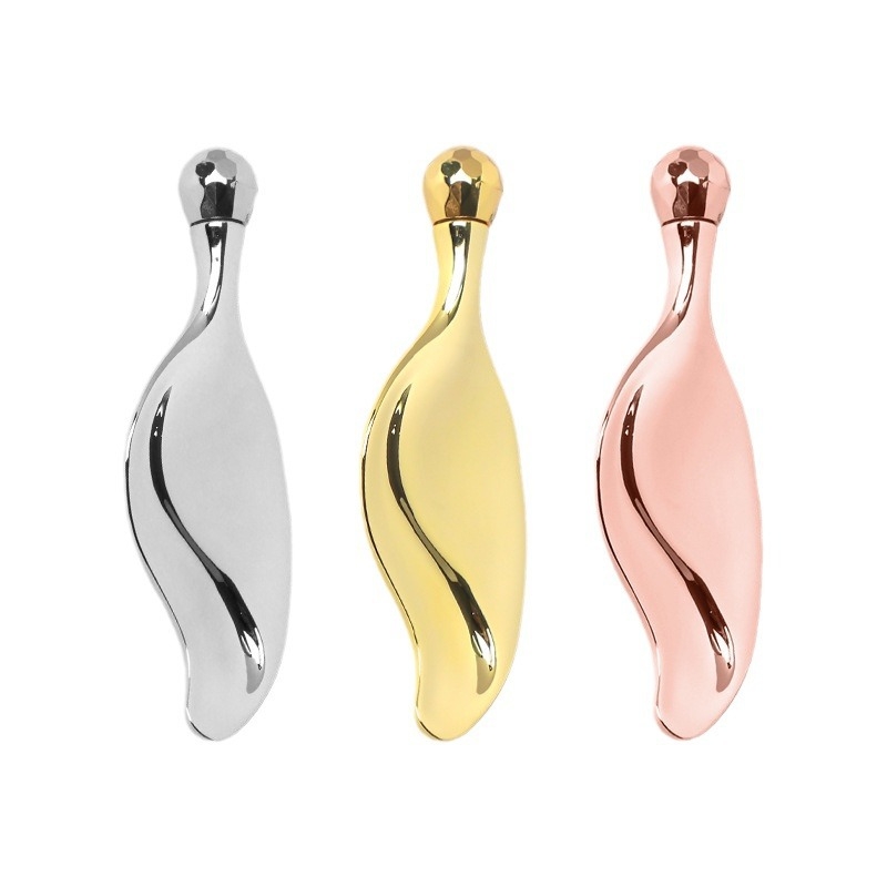 Unealtă de masaj facial în formă de frunză, cap cu o bilă unică, rolă metalică, aliaj zinciu, utilizare manuală