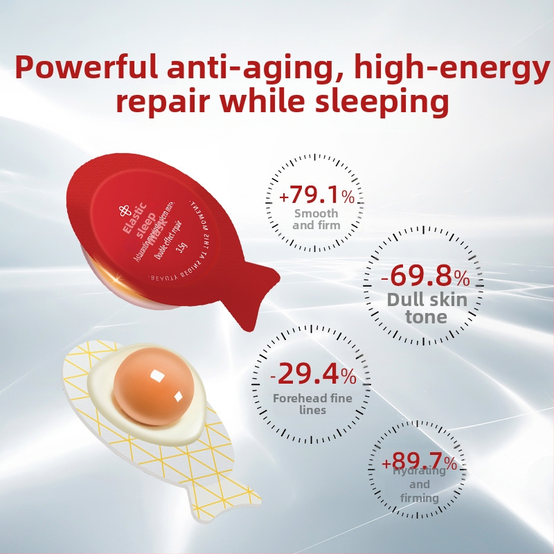 Éjszakai arckrém-maszk asztaxantin és tojássárgája kivonattal, krém-gél textúra, hidratál és világosítja a bőrtónust, 15 ml