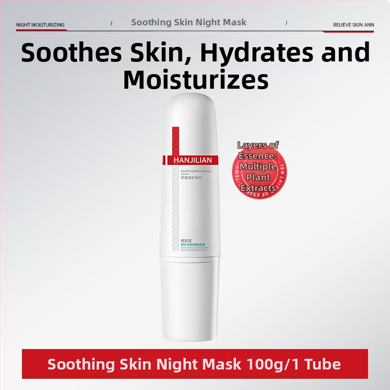 Hanjilian rahustav öömask – kreemi-gel mask niisutamiseks, rahustamiseks ja pehmuseks; sobib segatüüpi nahale; säilivusaeg 3 aastat