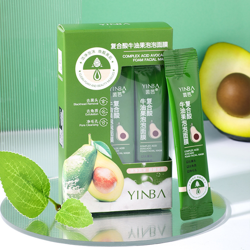 YINBA avokado burbulas kaukė – peel-off, juodųjų inkštirų šalinimas ir gilus valymas, tinka visiems odos tipams, galiojimo laikas 60 mėnesių