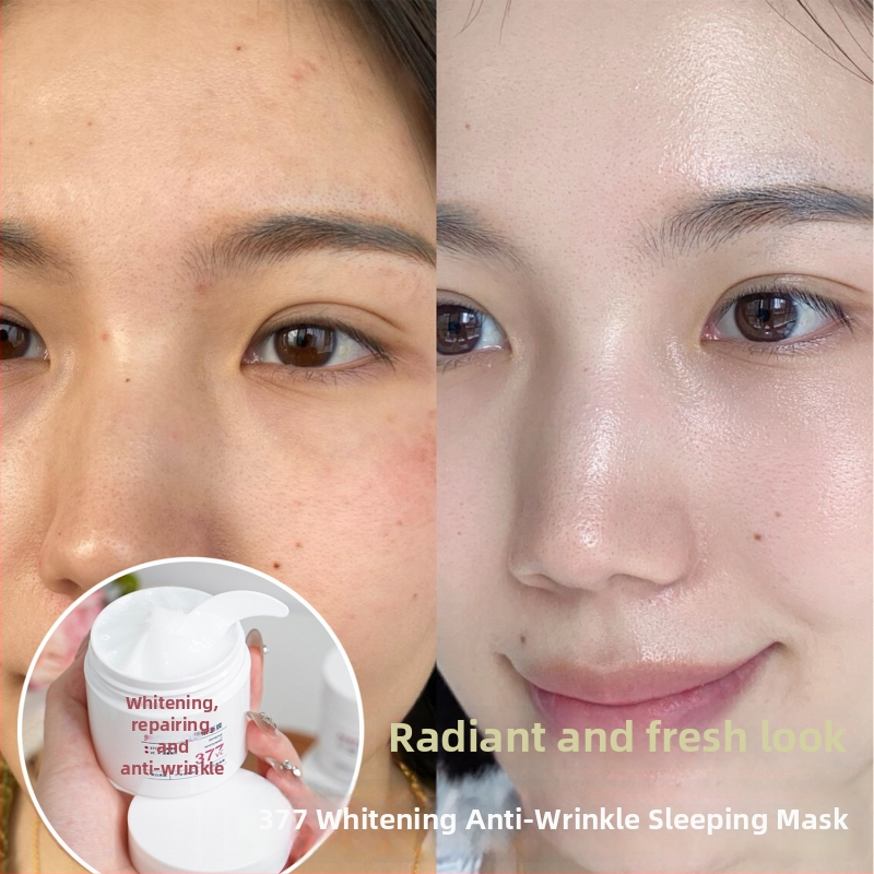 Valgendav ja taastav öine näomask kortsude vastu (kreem-gel mask) — õlide kontroll, mustade laikude eemaldamine, niisutus, pinguldus