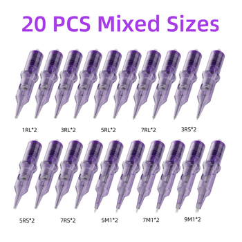 Vienos dalies tatuiruočių adatų rinkinys, 20 vnt., grynoji masė 95 g pakuotėje, gamintojas Jianzhou