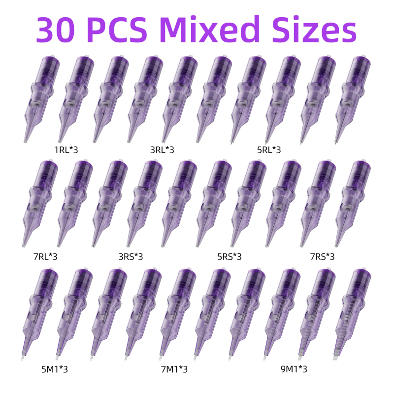 Vienos dalies tatuiruočių adatų rinkinys, 20 vnt., grynoji masė 95 g pakuotėje, gamintojas Jianzhou