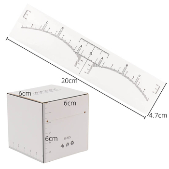 Vienkartinė antakių tatuiravimo liniuotė su skale, 50 vnt., pradedančiųjų įrankis, 60 g