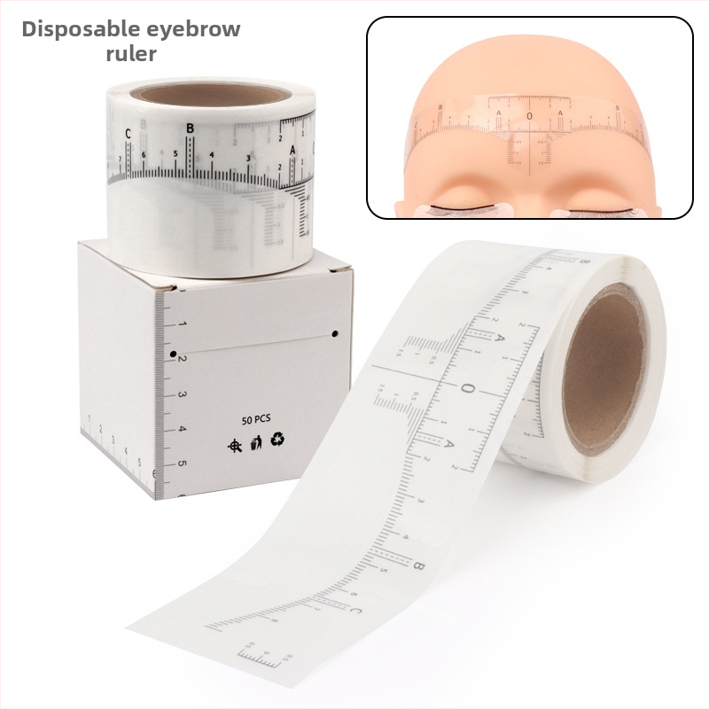 Vienkartinė antakių tatuiravimo liniuotė su skale, 50 vnt., pradedančiųjų įrankis, 60 g